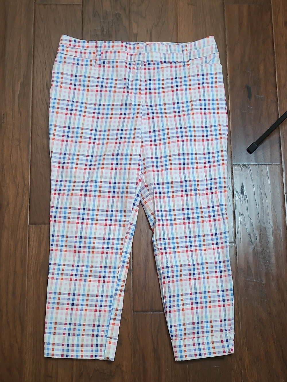 7th Avenue Design Studio Colorful Plaid Checked Cropped Pants size 10